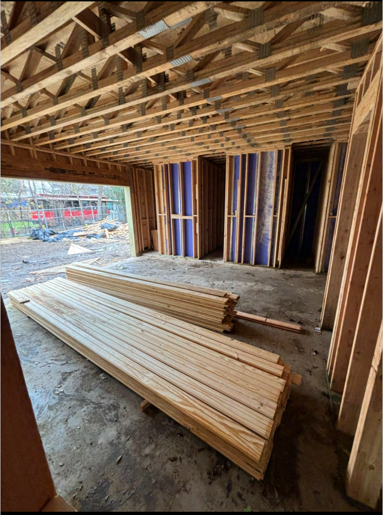 Residential construction framing in progress